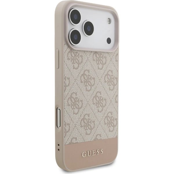 Guess PU 4G Stripe kryt iPhone 17 Pro Max ružový