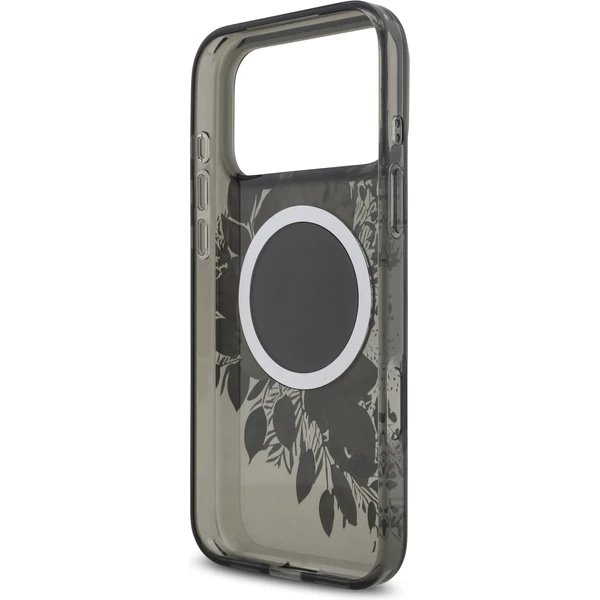 Guess IML Flowers Strap MagSafe kryt iPhone 17 Pro čierny
