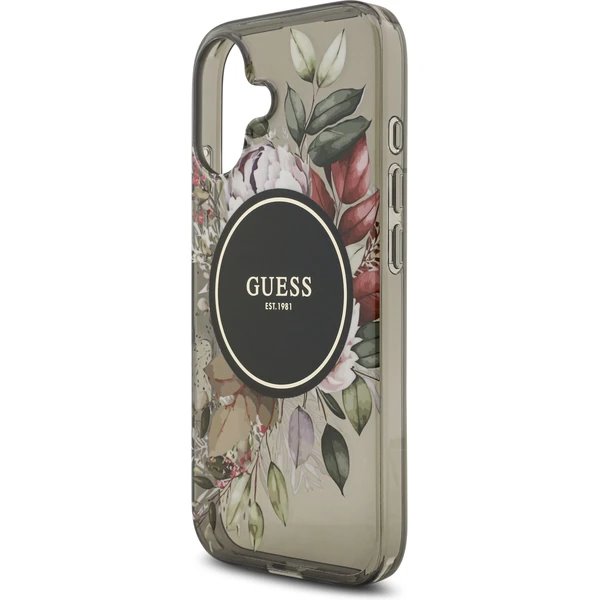 Guess IML Flowers Strap MagSafe kryt iPhone 17 čierny