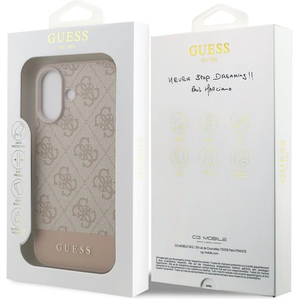 Guess PU 4G Stripe kryt iPhone 17 ružový