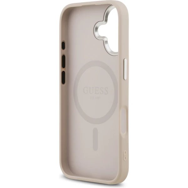 Guess PU Leather Triangle Logo MagSafe kryt iPhone 17 ružový