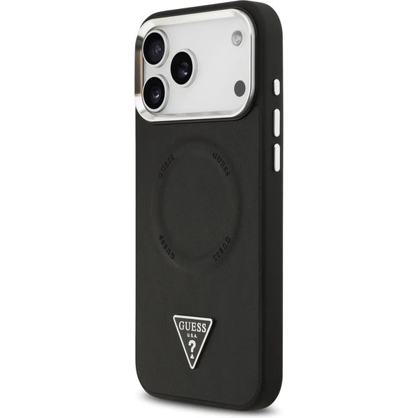 Guess PU Leather Triangle Logo MagSafe kryt iPhone 17 Pro Max čierny