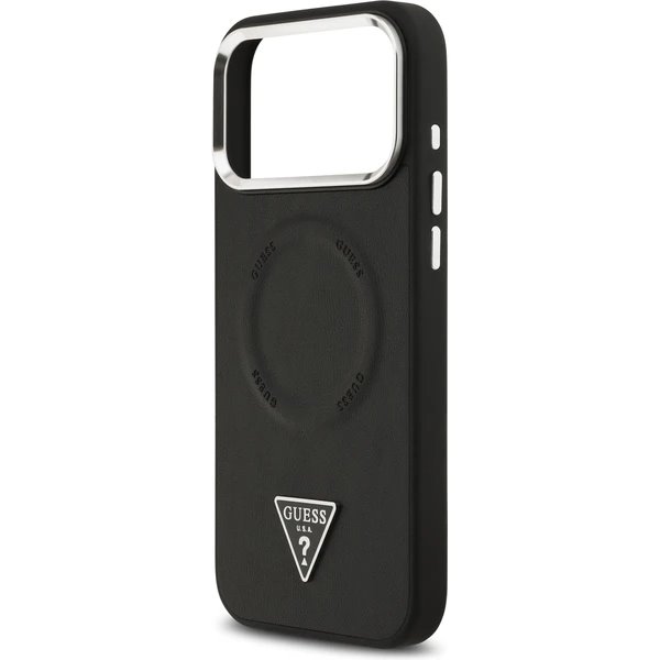 Guess PU Leather Triangle Logo MagSafe kryt iPhone 17 Pro čierny