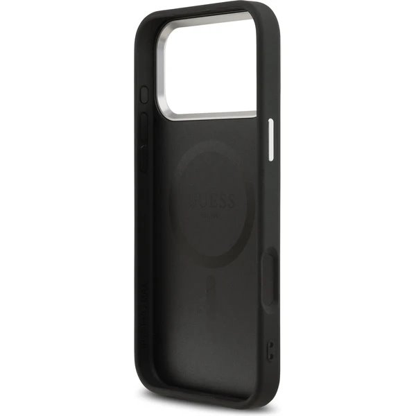 Guess PU Leather Triangle Logo MagSafe kryt iPhone 17 Pro čierny