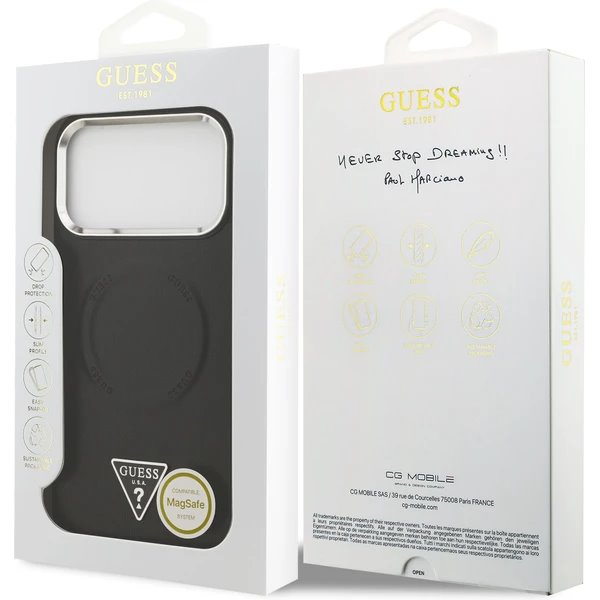 Guess PU Leather Triangle Logo MagSafe kryt iPhone 17 Pro čierny