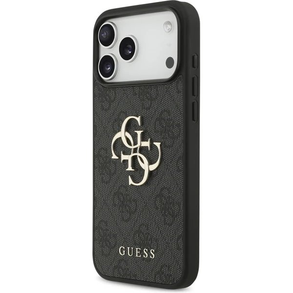 Guess PU 4G Metal Logo Strap kryt iPhone 17 Pro čierny