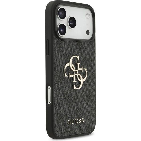 Guess PU 4G Metal Logo Strap kryt iPhone 17 Pro čierny