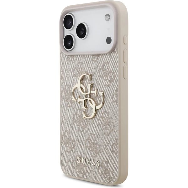 Guess PU 4G Metal Logo Strap kryt iPhone 17 Pro růžový