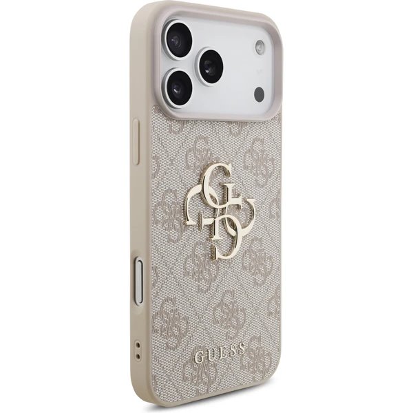 Guess PU 4G Metal Logo Strap kryt iPhone 17 Pro růžový