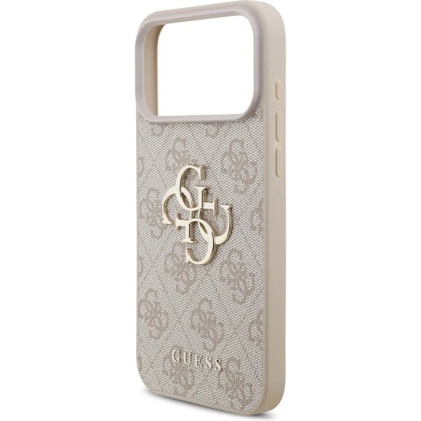 Guess PU 4G Metal Logo Strap kryt iPhone 17 Pro růžový