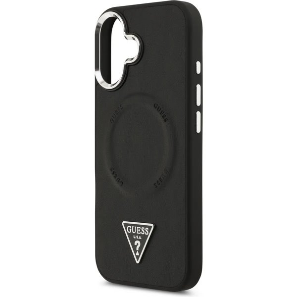Guess PU Leather Triangle Logo MagSafe kryt iPhone 17 čierny