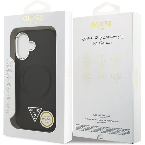 Guess PU Leather Triangle Logo MagSafe kryt iPhone 17 čierny