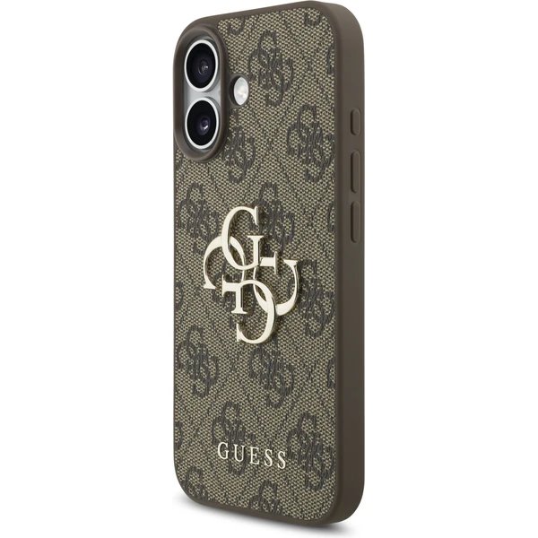 Guess PU 4G Metal Logo Strap kryt iPhone 17 hnedý