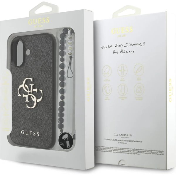 Guess PU 4G Metal Logo Strap kryt iPhone 17 čierny
