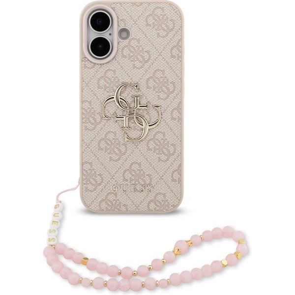 Guess PU 4G Metal Logo Strap kryt iPhone 17 ružový