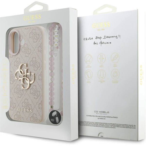 Guess PU 4G Metal Logo Strap kryt iPhone 17 ružový