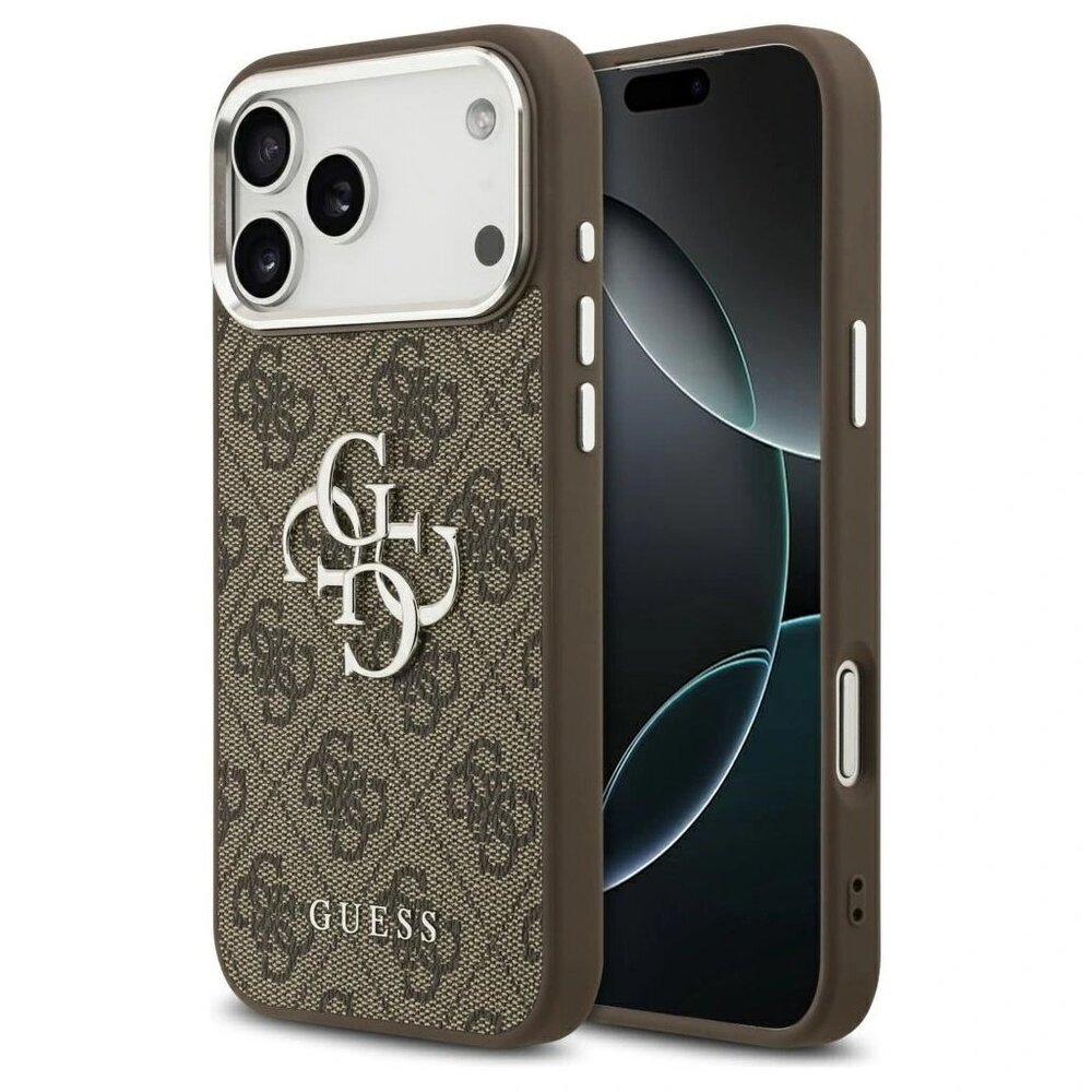 Guess PU 4G Metal Logo kryt iPhone 17 Pro Max hnedý