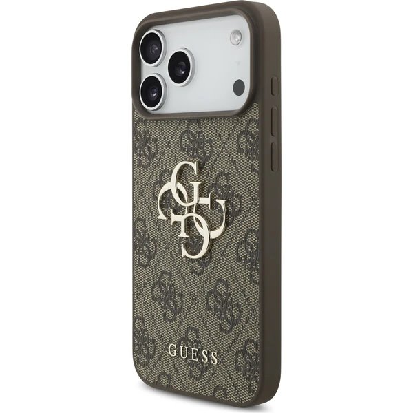 Guess PU 4G Metal Logo kryt iPhone 17 Pro hnedý