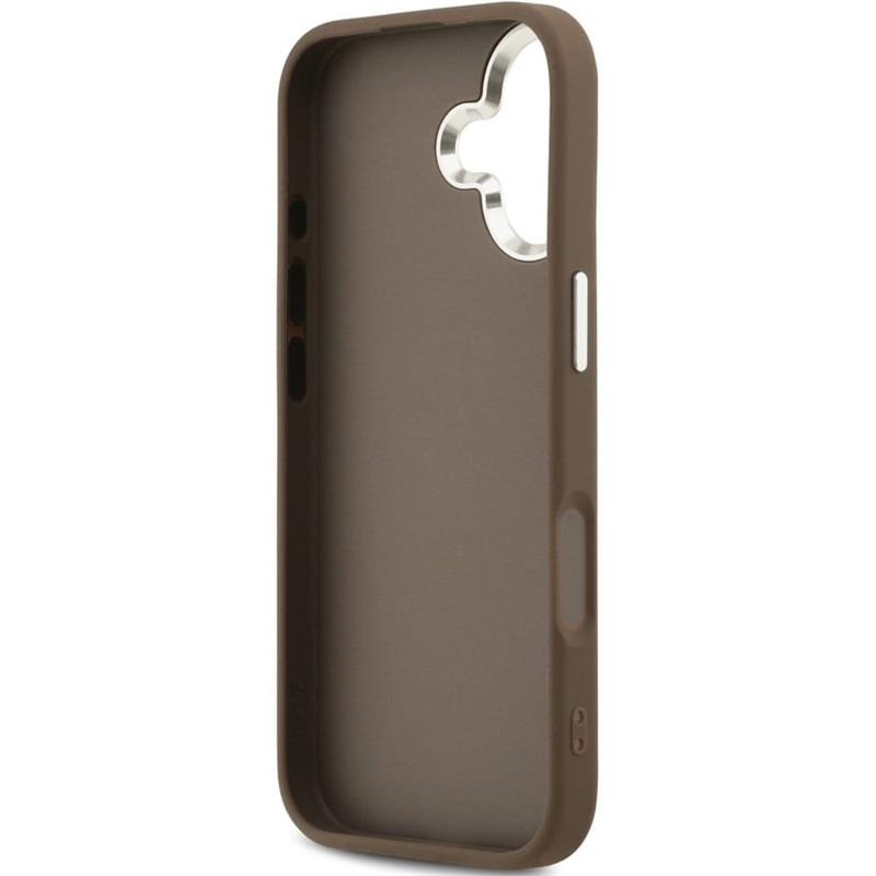 Guess PU Leather 4G Metal Logo Frame kryt iPhone 17 hnedý