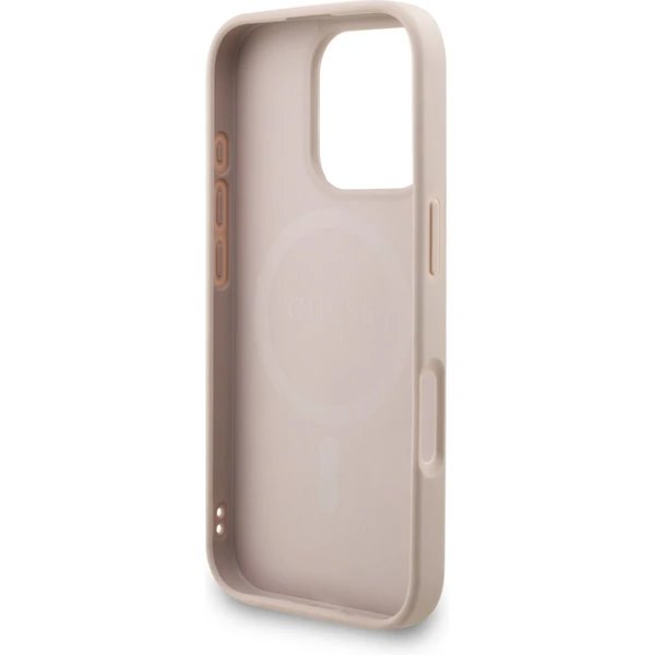 Guess PU Leather 4G Colored Ring Strap MagSafe kryt iPhone 16 Pro Max růžový