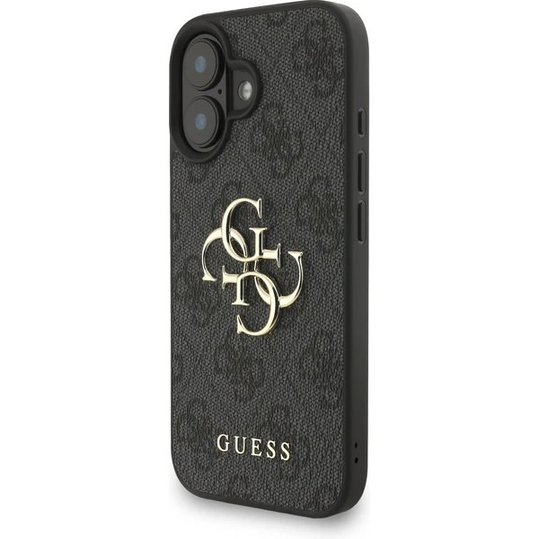 Guess PU 4G Metal Logo Strap kryt iPhone 16 čierny