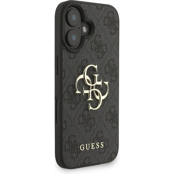 Guess PU 4G Metal Logo Strap kryt iPhone 16 čierny