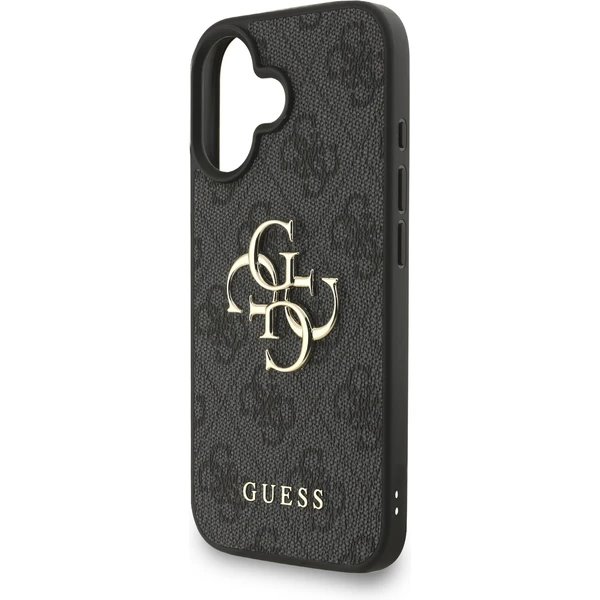 Guess PU 4G Metal Logo Strap kryt iPhone 16 čierny
