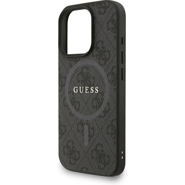 Guess PU Leather 4G Colored Ring Strap MagSafe kryt iPhone 16 Pro Max černý