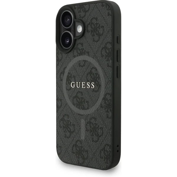 Guess PU Leather 4G Colored Ring Strap MagSafe kryt iPhone 16 černý