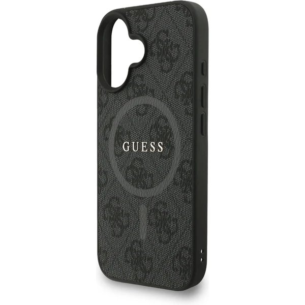 Guess PU Leather 4G Colored Ring Strap MagSafe kryt iPhone 16 černý