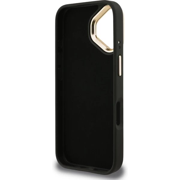 Guess PU 4G Metal Logo Stand Camera Frame kryt iPhone 16 čierny