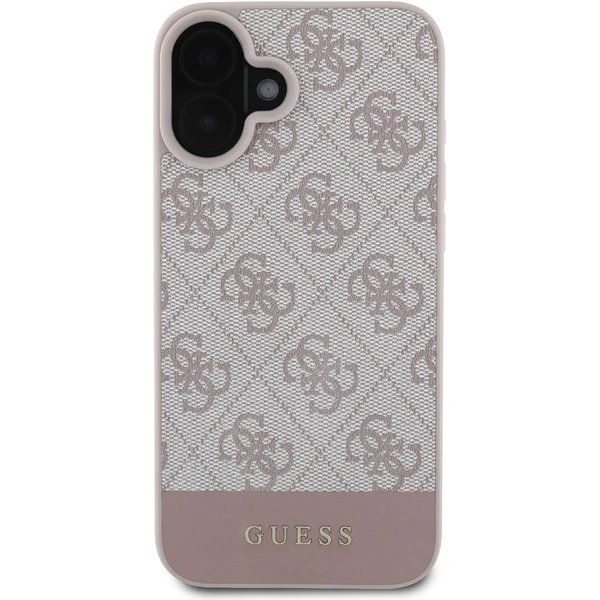 Guess PU 4G Stripe kryt iPhone 16 ružový