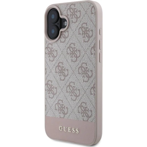 Guess PU 4G Stripe kryt iPhone 16 ružový