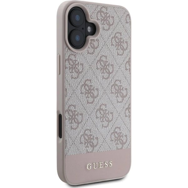 Guess PU 4G Stripe kryt iPhone 16 ružový
