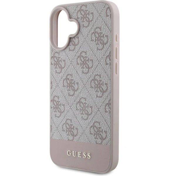 Guess PU 4G Stripe kryt iPhone 16 ružový