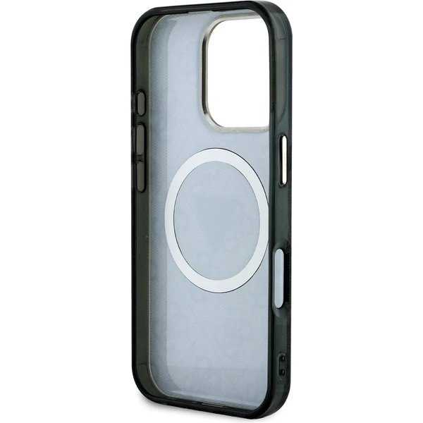 Guess IML 4G Glitter and Triangle Logo MagSafe kryt iPhone 16 Pro Max čierny