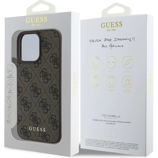 Guess 4G Charm kryt iPhone 16 Pro Max hnedý