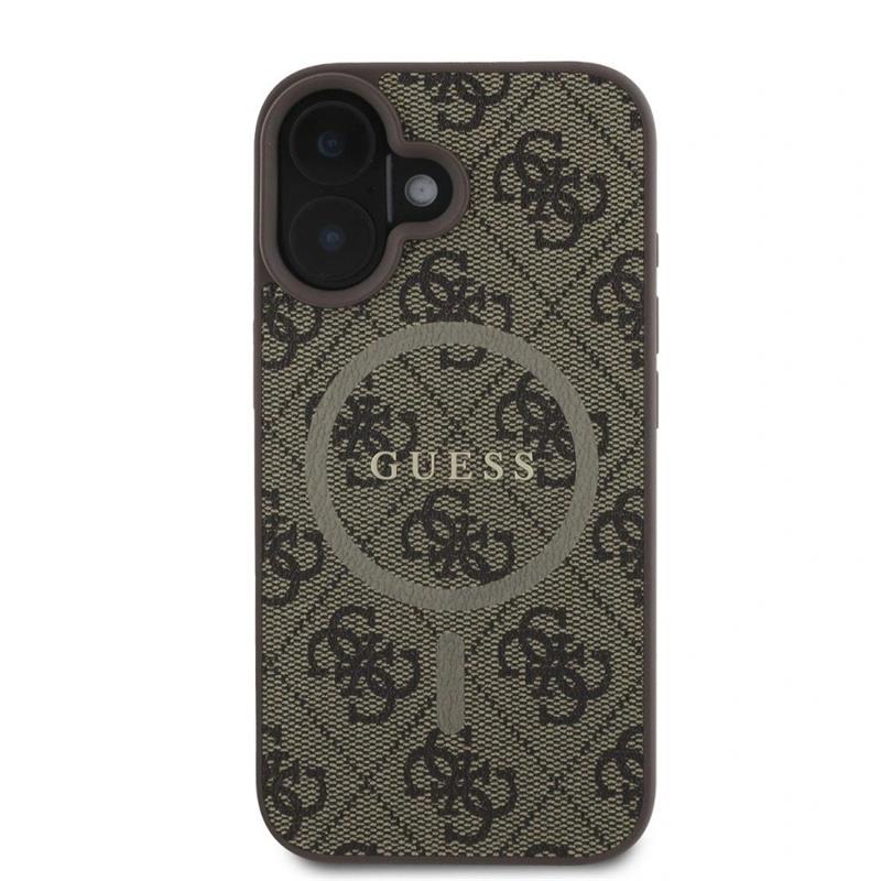 Guess PU Leather 4G Colored Ring MagSafe kryt iPhone 16 hnědý