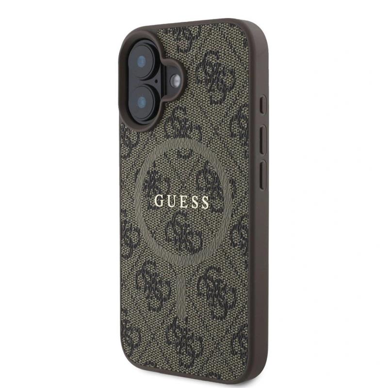 Guess PU Leather 4G Colored Ring MagSafe kryt iPhone 16 hnědý