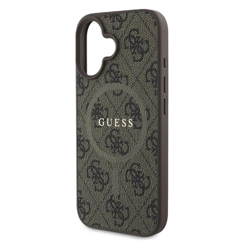 Guess PU Leather 4G Colored Ring MagSafe kryt iPhone 16 hnědý