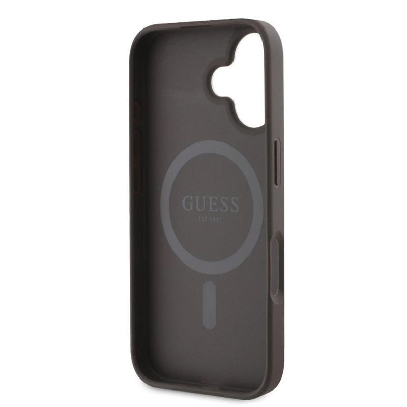Guess PU Leather 4G Colored Ring MagSafe kryt iPhone 16 hnědý
