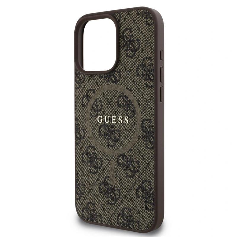 Guess PU Leather 4G Colored Ring MagSafe kryt iPhone 16 Pro Max hnědý