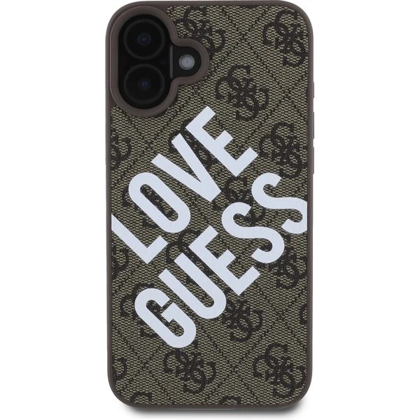 Guess PU Leather 4G Big Love Logo MagSafe kryt iPhone 16 hnedý