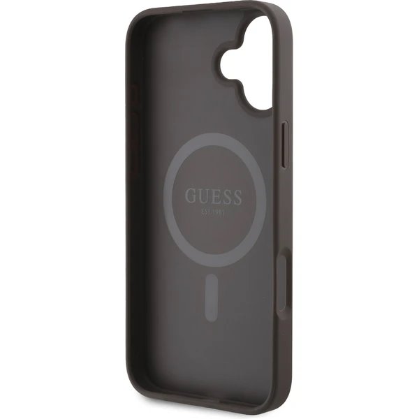 Guess PU Leather 4G Big Love Logo MagSafe kryt iPhone 16 hnedý