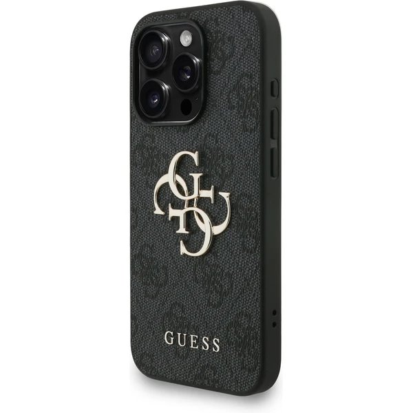 Guess PU 4G Metal Logo Strap kryt iPhone 15 Pro Max čierny