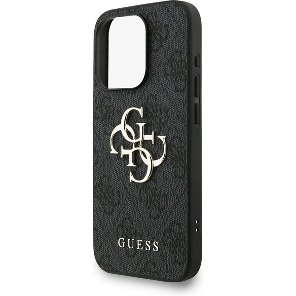 Guess PU 4G Metal Logo Strap kryt iPhone 15 Pro Max čierny