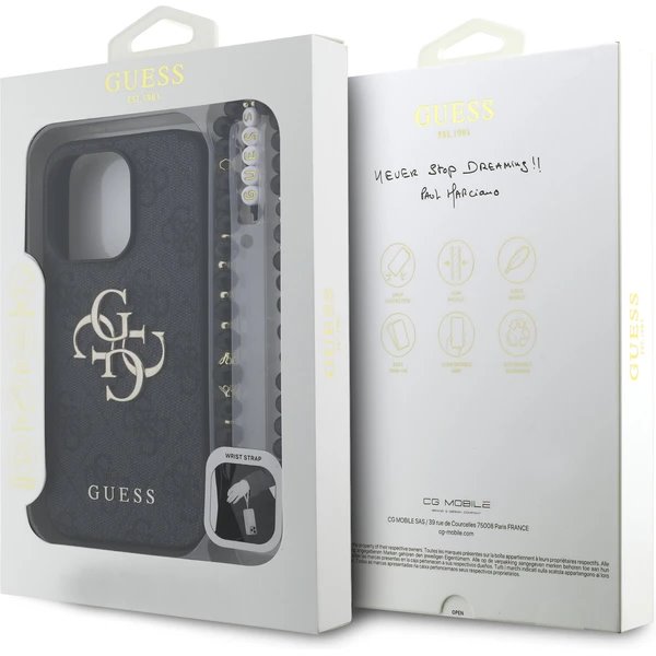 Guess PU 4G Metal Logo Strap kryt iPhone 15 Pro Max čierny