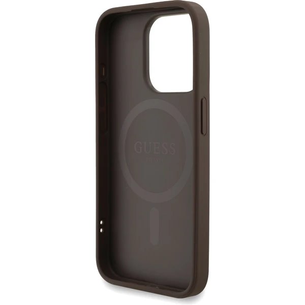 Guess PU Leather 4G Colored Ring Strap MagSafe kryt iPhone 15 Pro Max hnědý