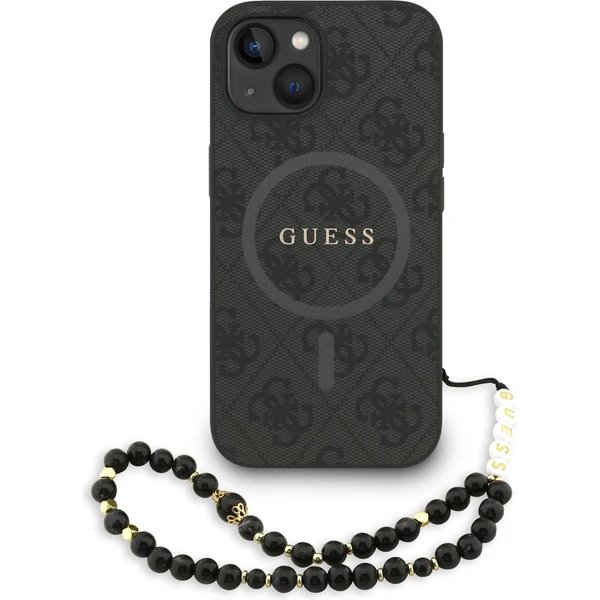 Guess PU Leather 4G Colored Ring Strap MagSafe kryt iPhone 14 černý
