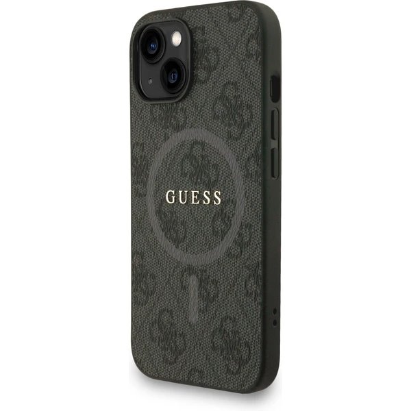 Guess PU Leather 4G Colored Ring Strap MagSafe kryt iPhone 14 černý